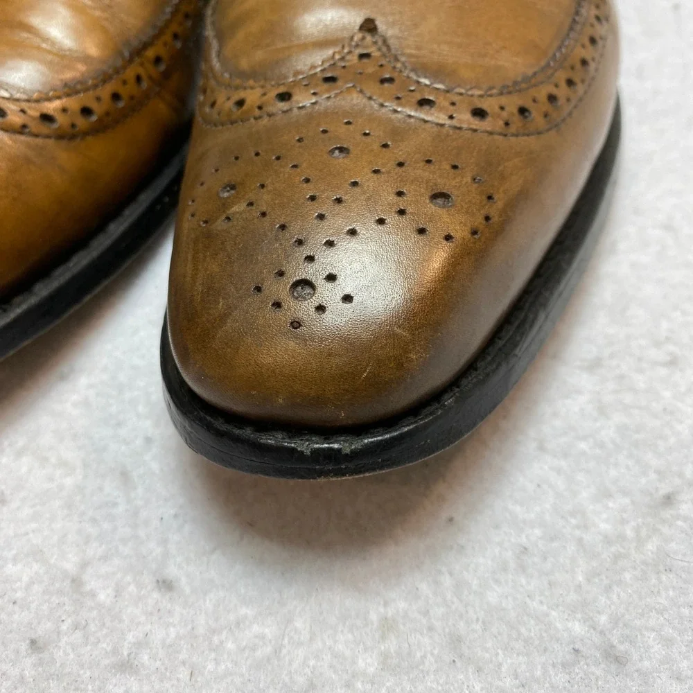 Allen Edmonds Oxford Mens 10 D Brown Larchmont Wingtip Brogue Dress Shoes